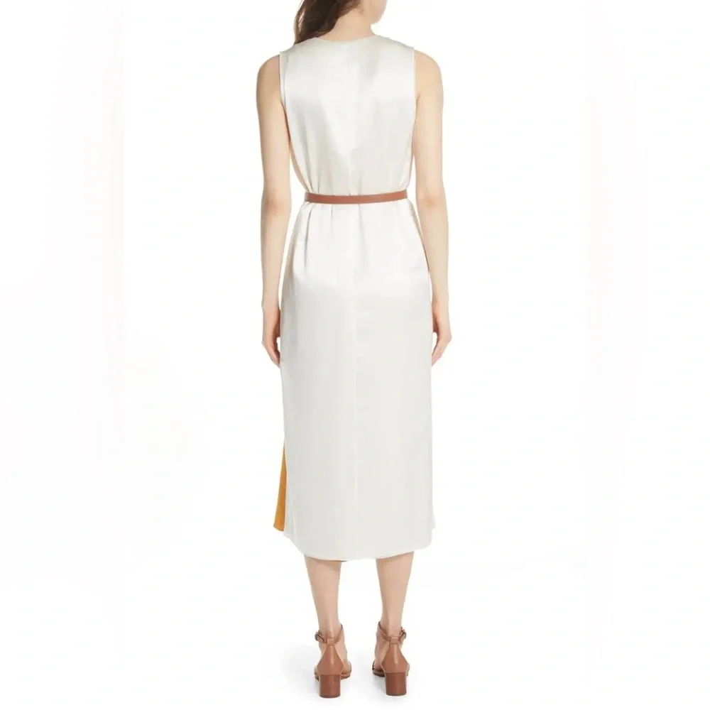 NWT $798 Tory Burch Black Clarice Colorblock Wrap Silk Dress